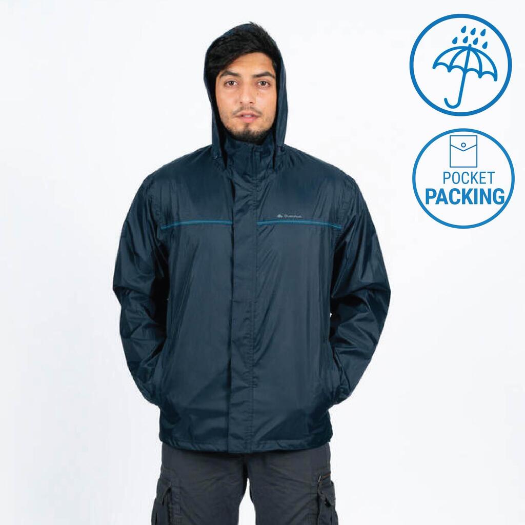 Regenjacke Wandern - Raincut mit Reissverschluss - Herren grau/blau