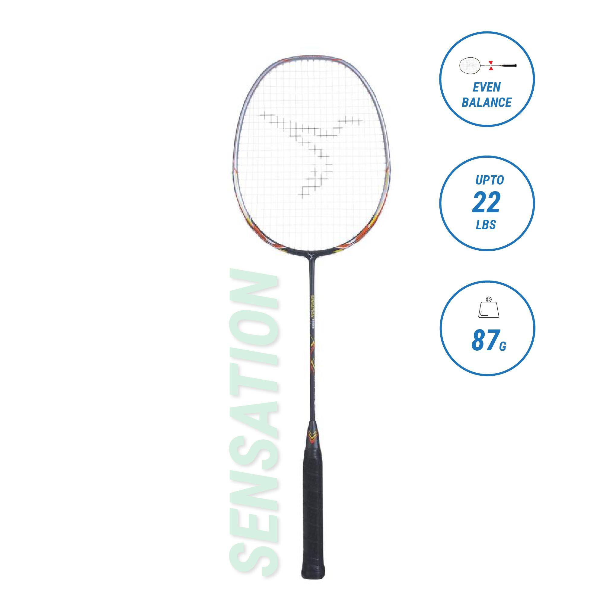 Adult Badminton Racket BR Sensation 530 Grey Black -  1