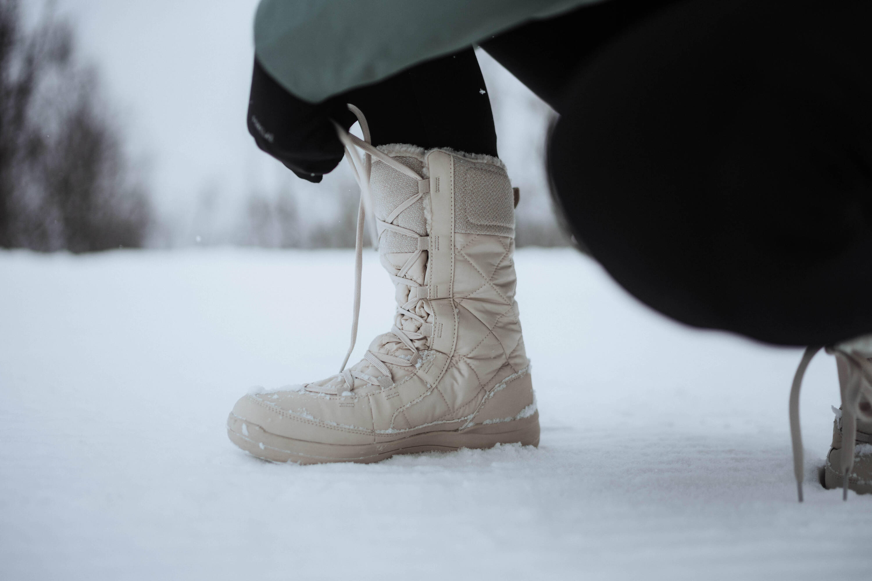 Women’s warm and waterproof snow boots, NH500 High - Beige -  5