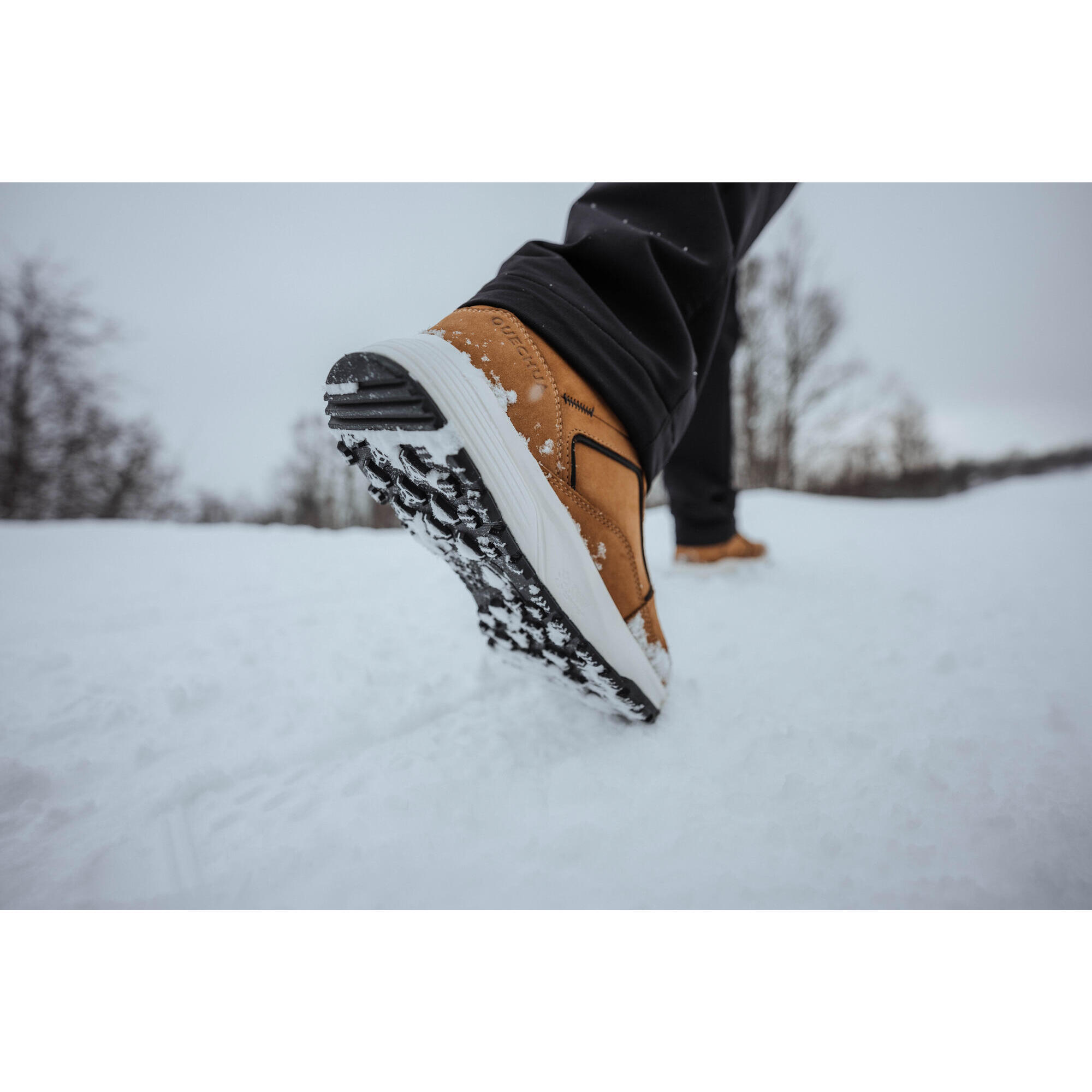 Warm, waterproof leather hiking boots - SH500 MID - Men