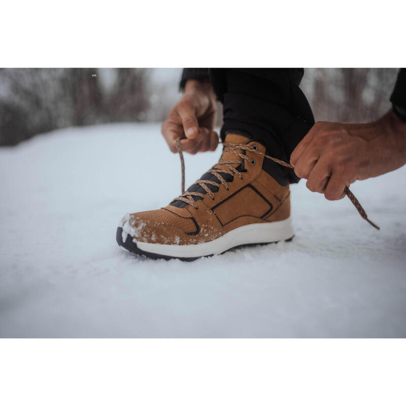 Chaussures en cuir chaudes et imperméables de randonnée - SH500 MID - Homme