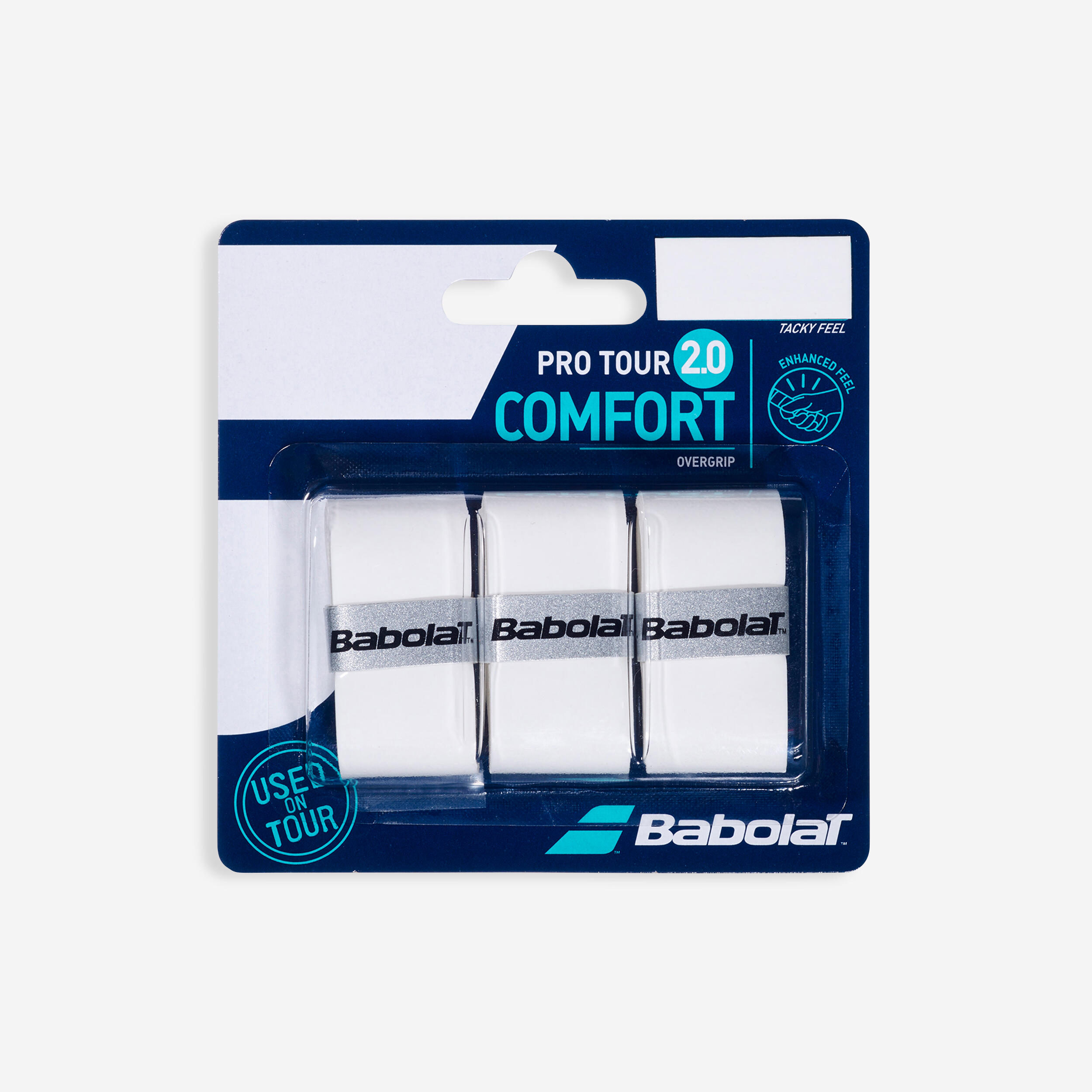 BABOLAT Tennis Racket Overgrip Pro Tour 2.0 3-Pack - White