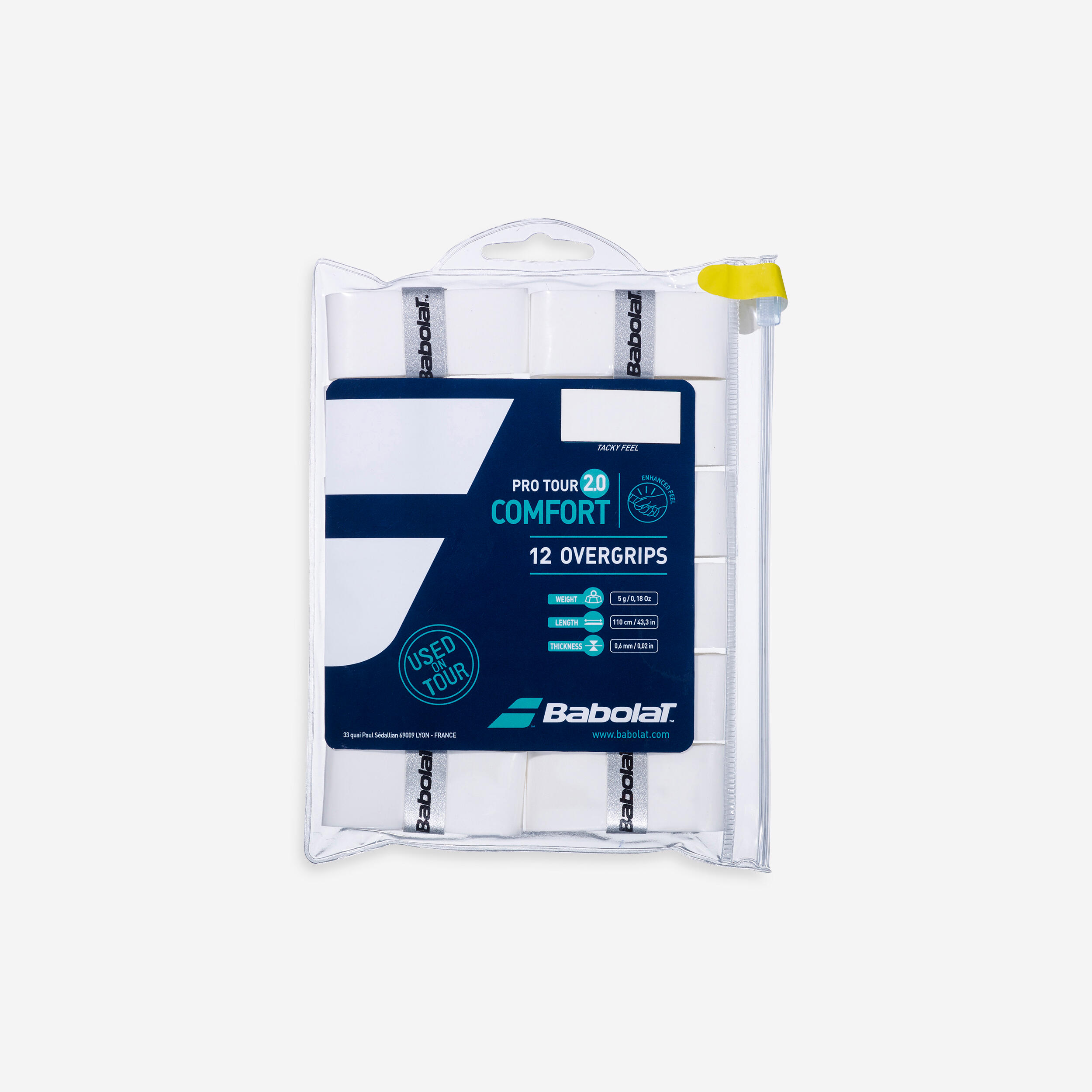 Overgrip para raquete de ténis - pro tour 2.0 branco *12