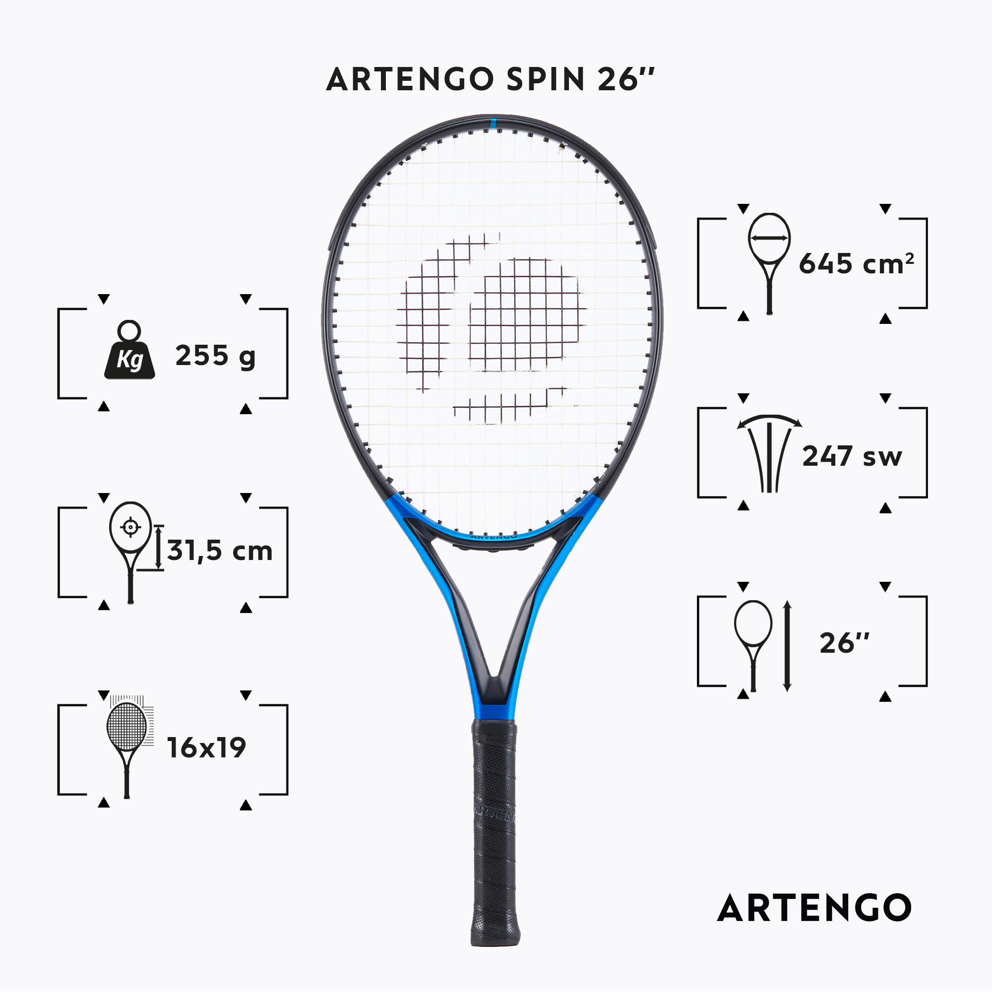 ARTENGO Detská tenisová raketa TR930 Spin 26 GRIP 0 · záber 4