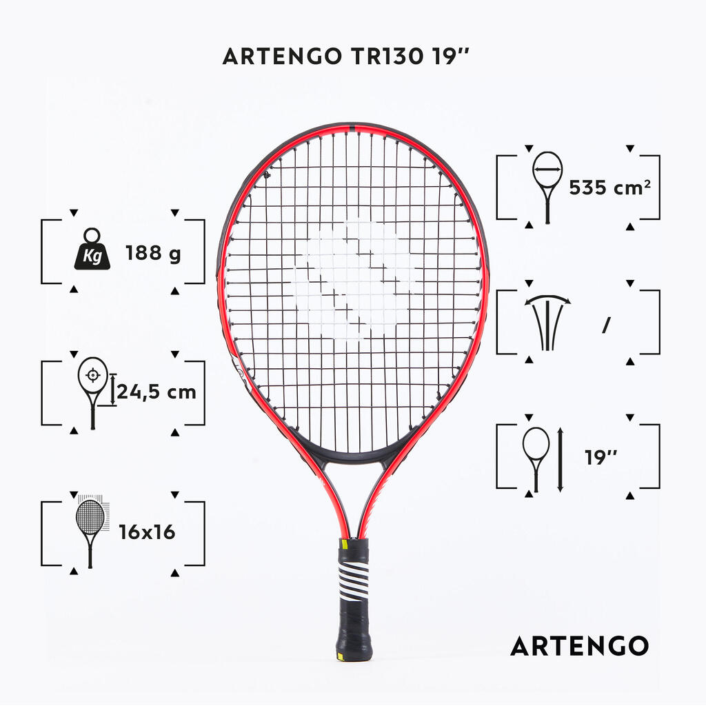 Raqueta de tenis para Niños talla 19 - Artengo Tr130 rojo