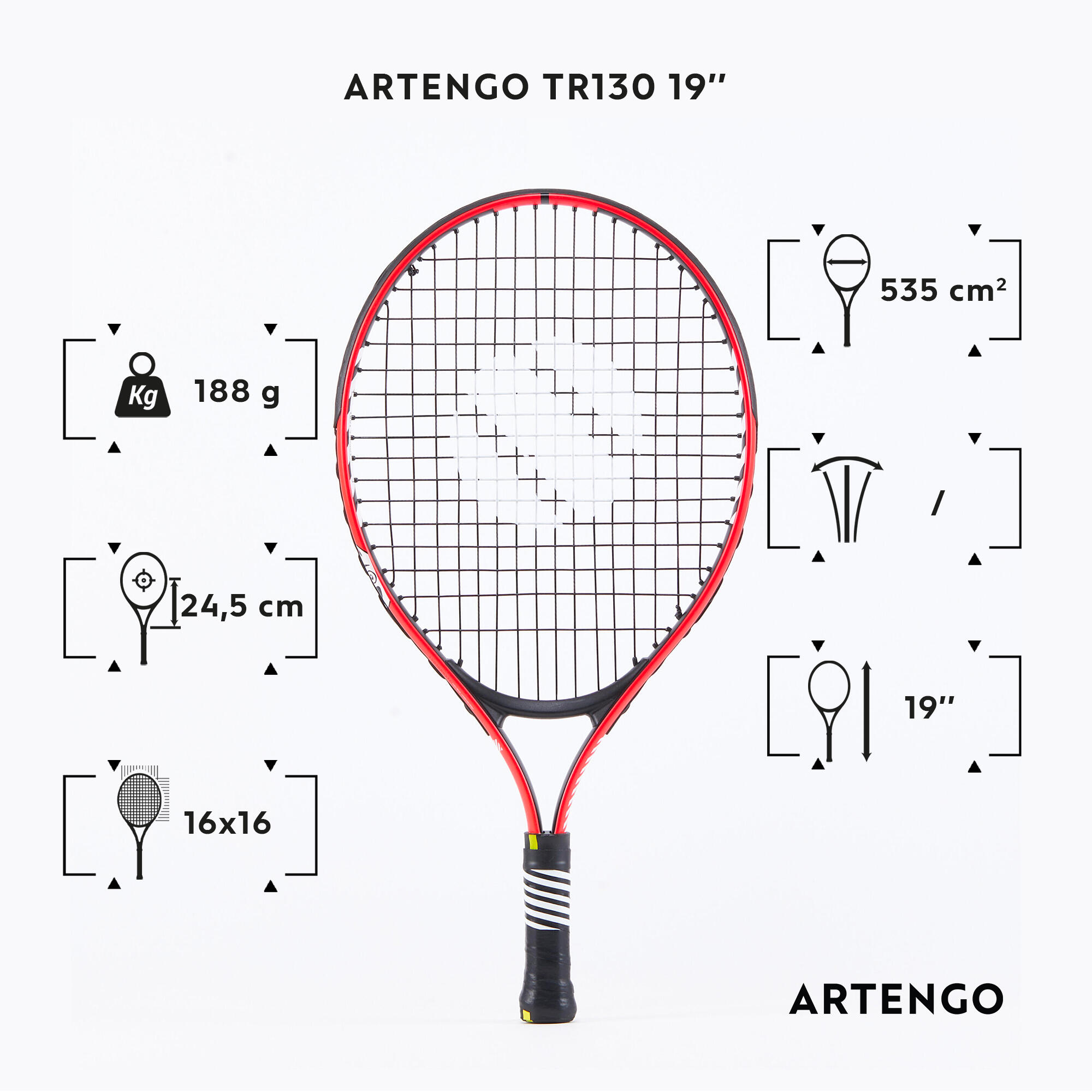 Kids' Tennis Racket 188 g - TR 130 Orange - ARTENGO