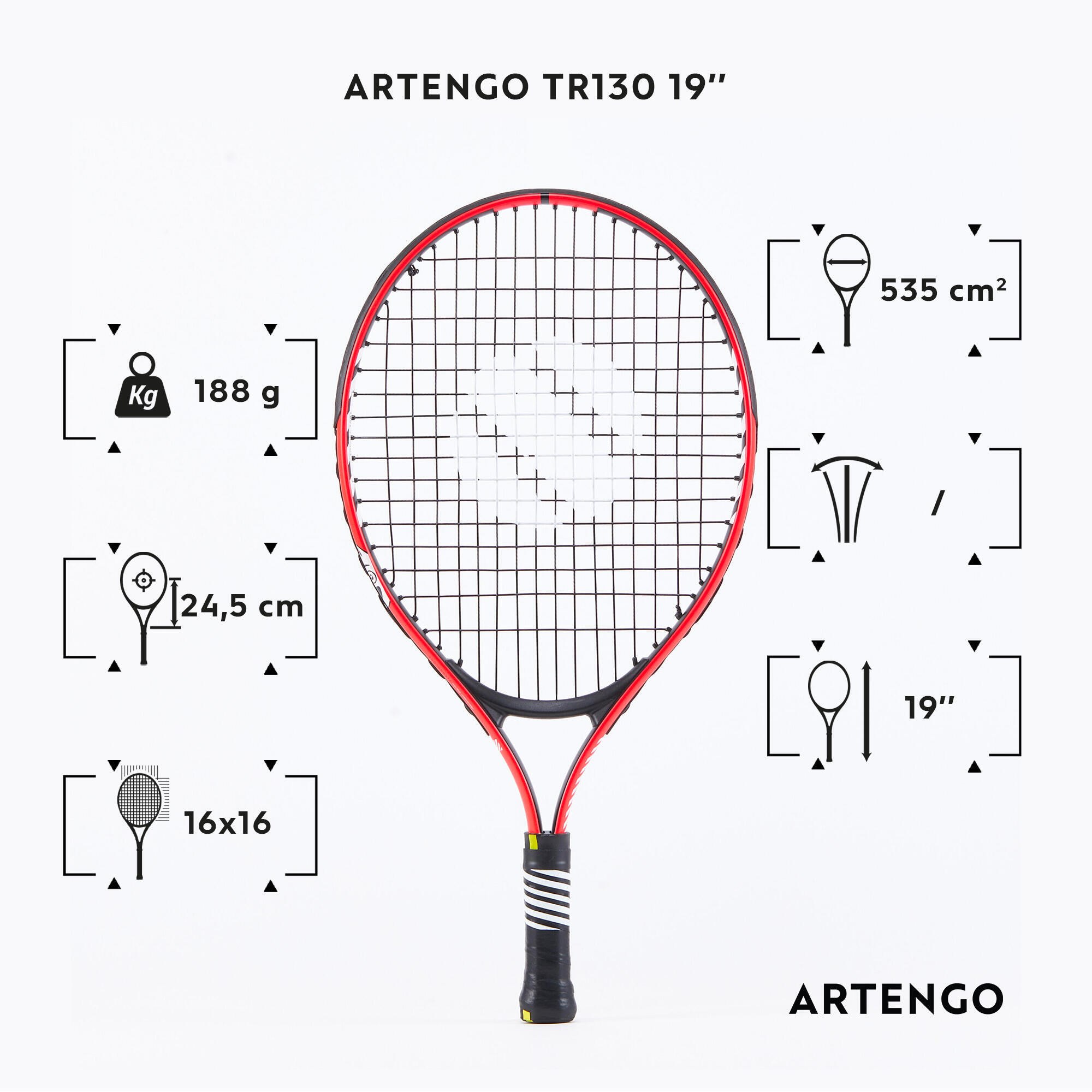 Kids' 19" Tennis Racket TR130 - Red 2/9