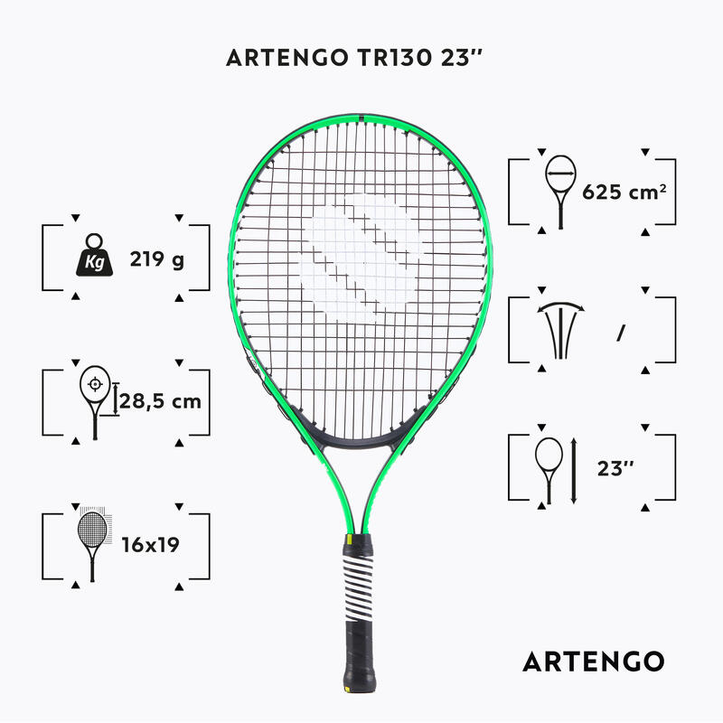 Tennisschläger Kinder - TR130 23 Zoll besaitet grün