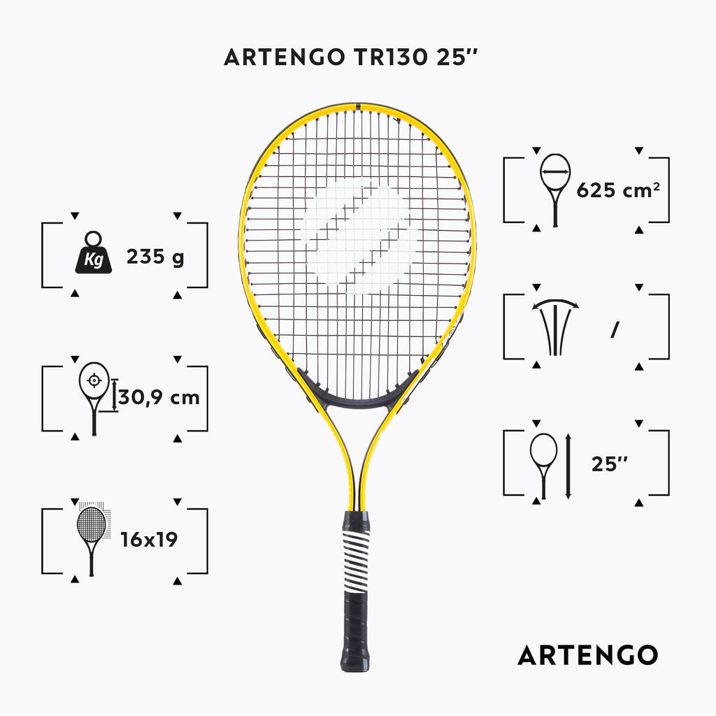 Tennisschläger Kinder - TR130 25 Zoll besaitet gelb