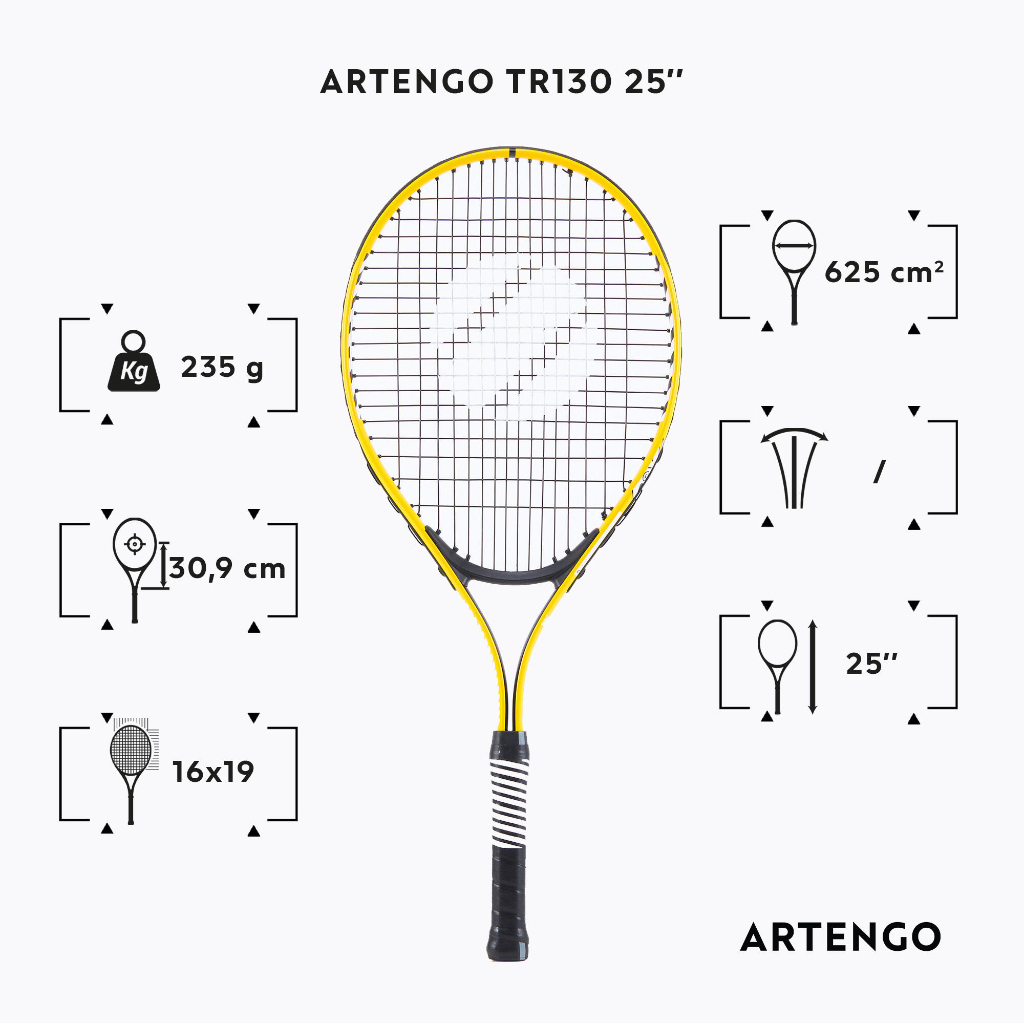 RACCHETTA DA TENNIS PER BAMBINI TR130 25" GIALLO