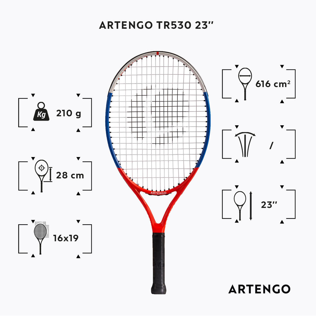 Bērnu tenisa rakete “TR530”, 23 collas, dzeltena