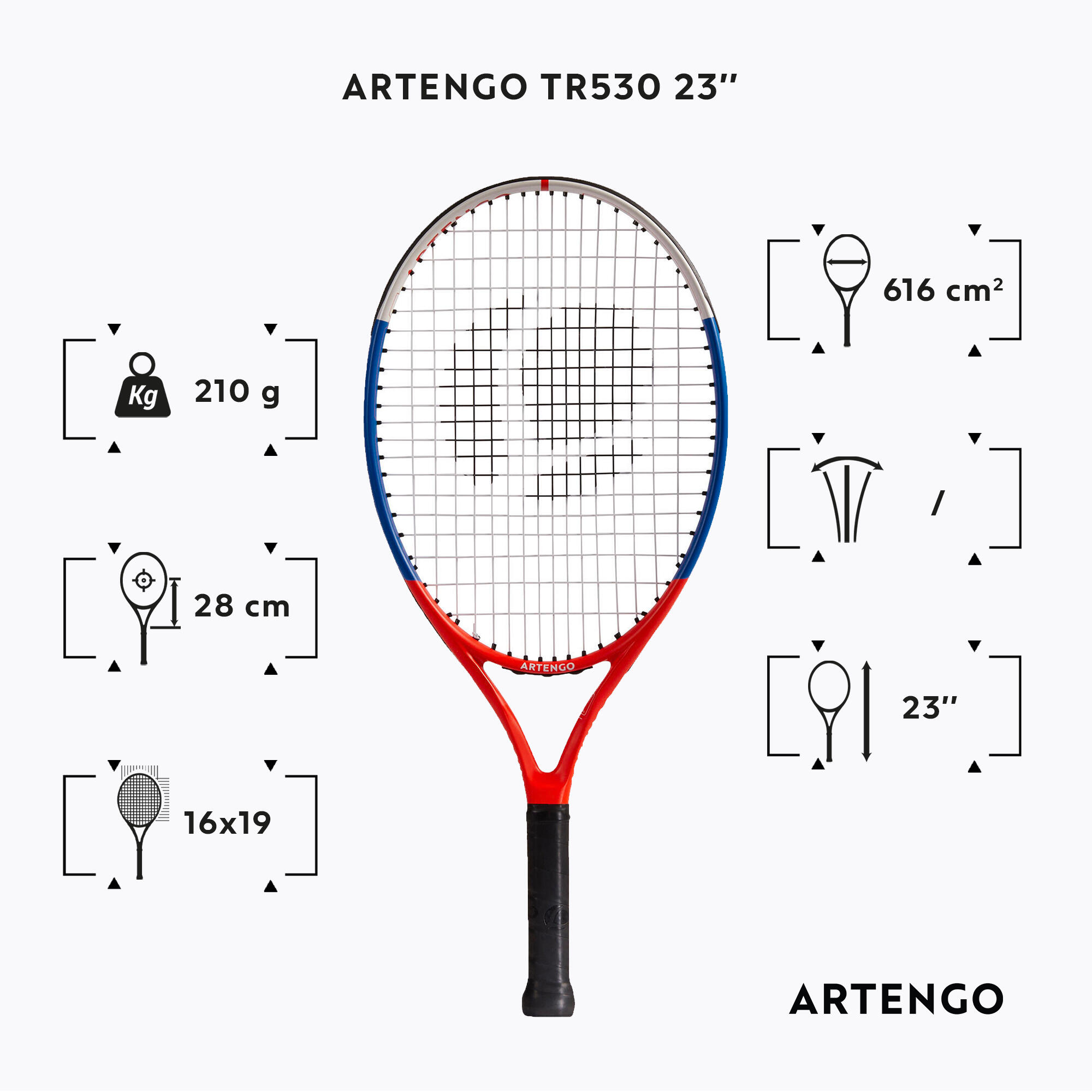 Kids' 23" Tennis Racquet - TR 530 Red/Blue - ARTENGO