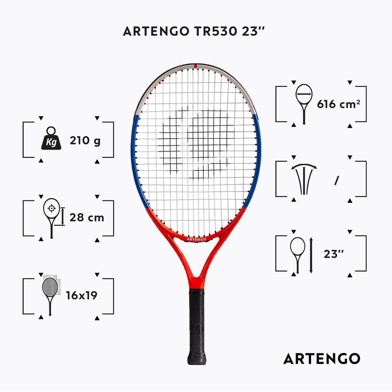 Rachetă Tenis TR530 23 portocaliu-albastru Copii