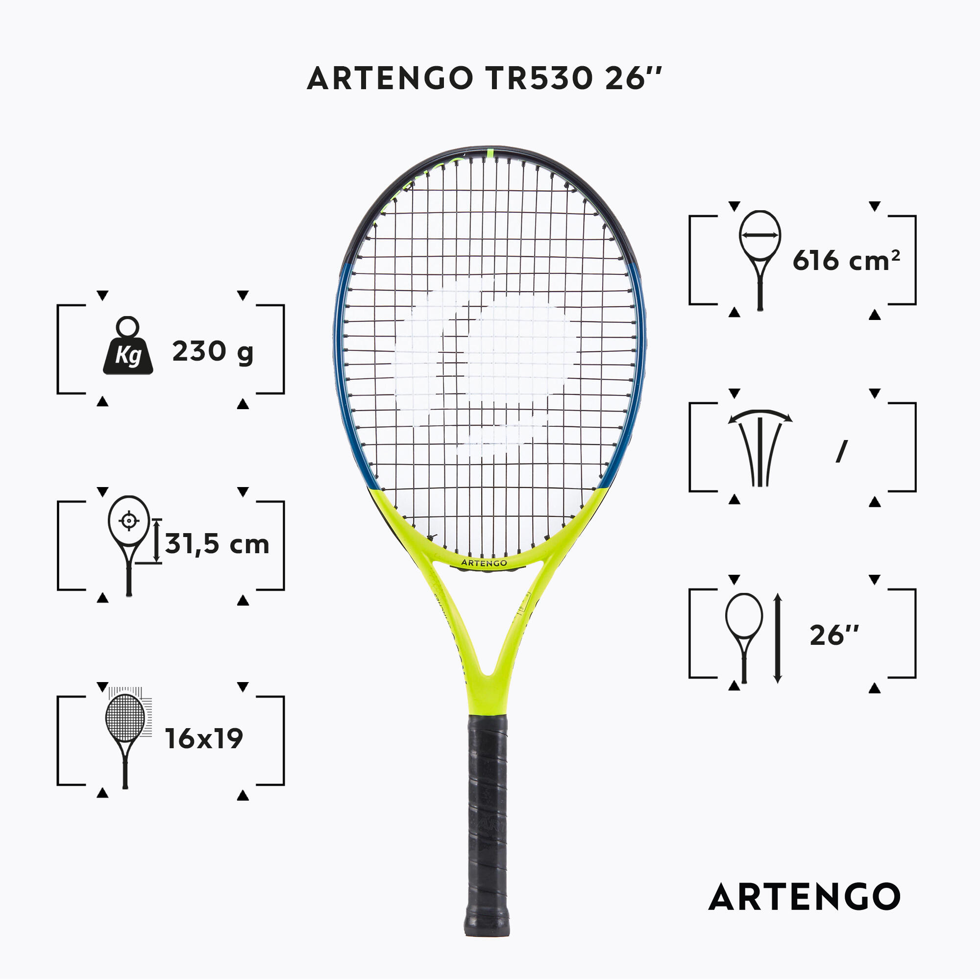 TR530 26 Kids' Tennis Racket - Yellow 2/7
