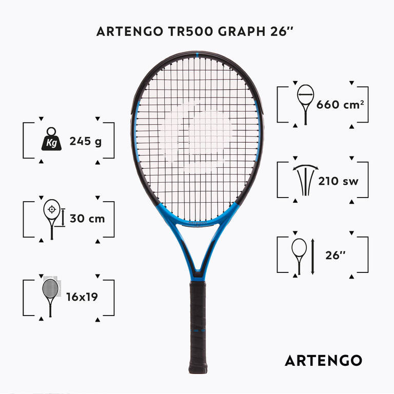 Raket Tenis TR500 Graph 26" Anak - Biru
