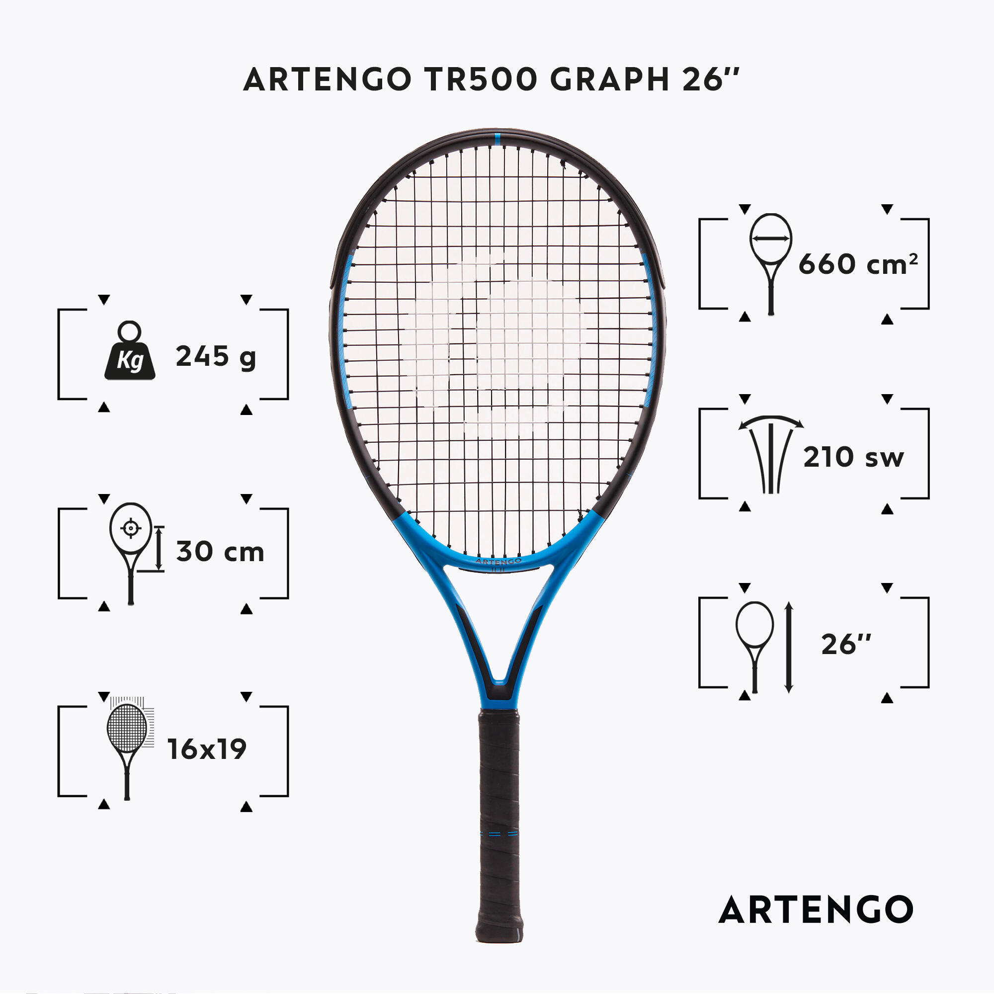Kids' 26" Tennis Racket TR500 Graph - Blue 2/8