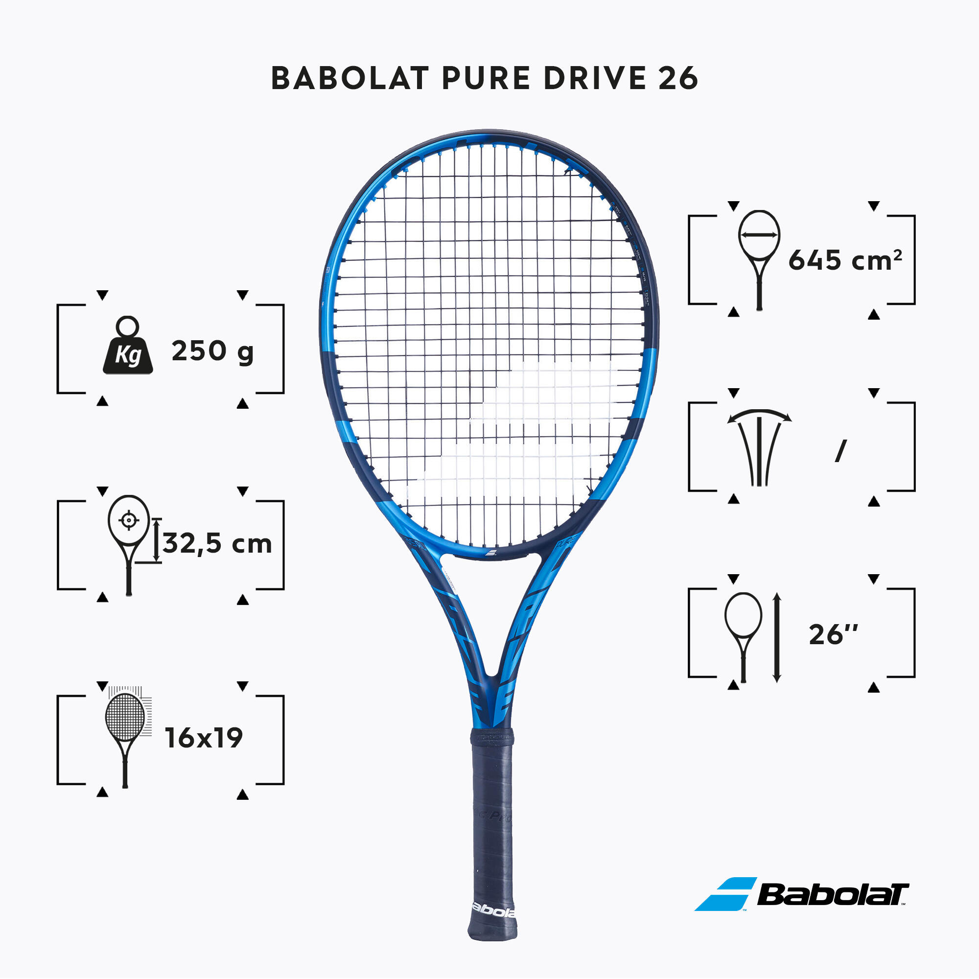 Dětská tenisová raketa Pure Drive 26 černo-modrá  2/4
