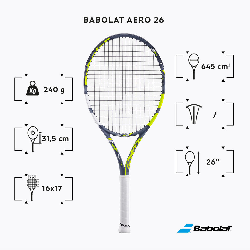 Παιδική ρακέτα τένις Aero Junior 26 - Γκρι/Κίτρινο