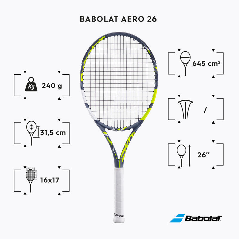 Dětská tenisová raketa Babolat Aero 26 šedo-žlutá