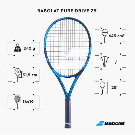 Kids' Tennis Racket Pure Drive 25 - Blue/Black