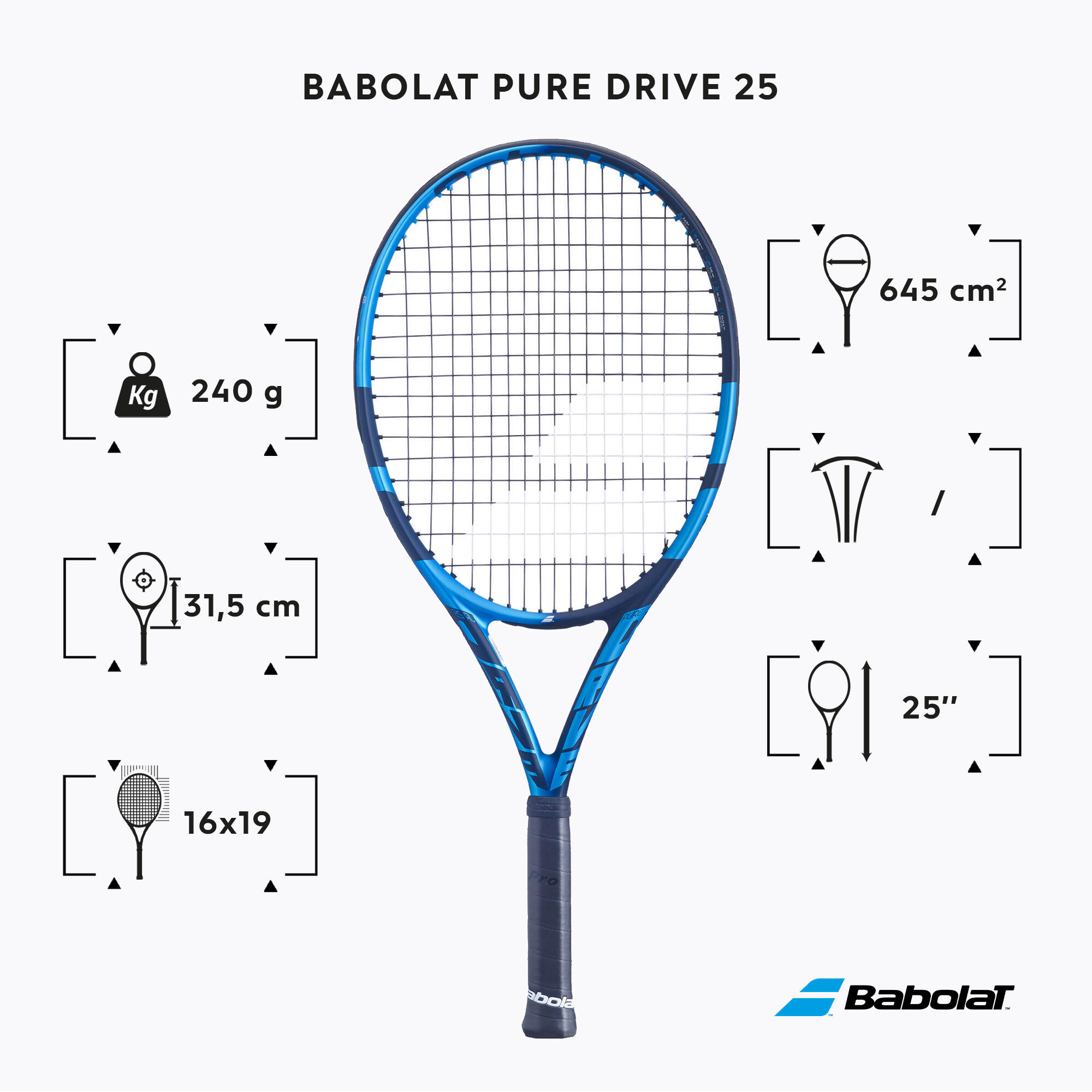 Kids' Tennis Racket Pure Drive 25 - Blue/Black 2/3