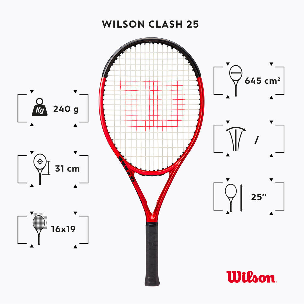 Tennisschläger Kinder - Wilson Clash Jr V2 25 Zoll besaitet
