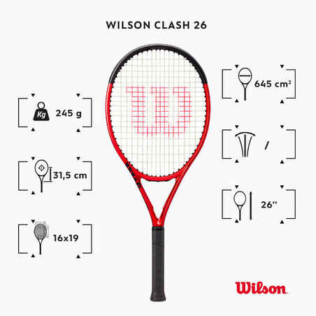 Kids' Tennis Racket Clash JR 26 V2 - Black