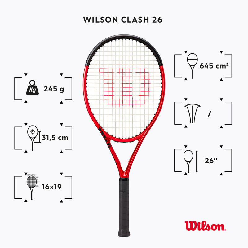 Racchetta tennis bambino Wilson CLASH JR 26 V2 nera
