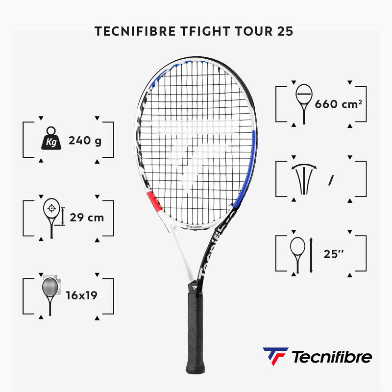 Tennisracket voor kinderen T-FIGHT TOUR 25 wit