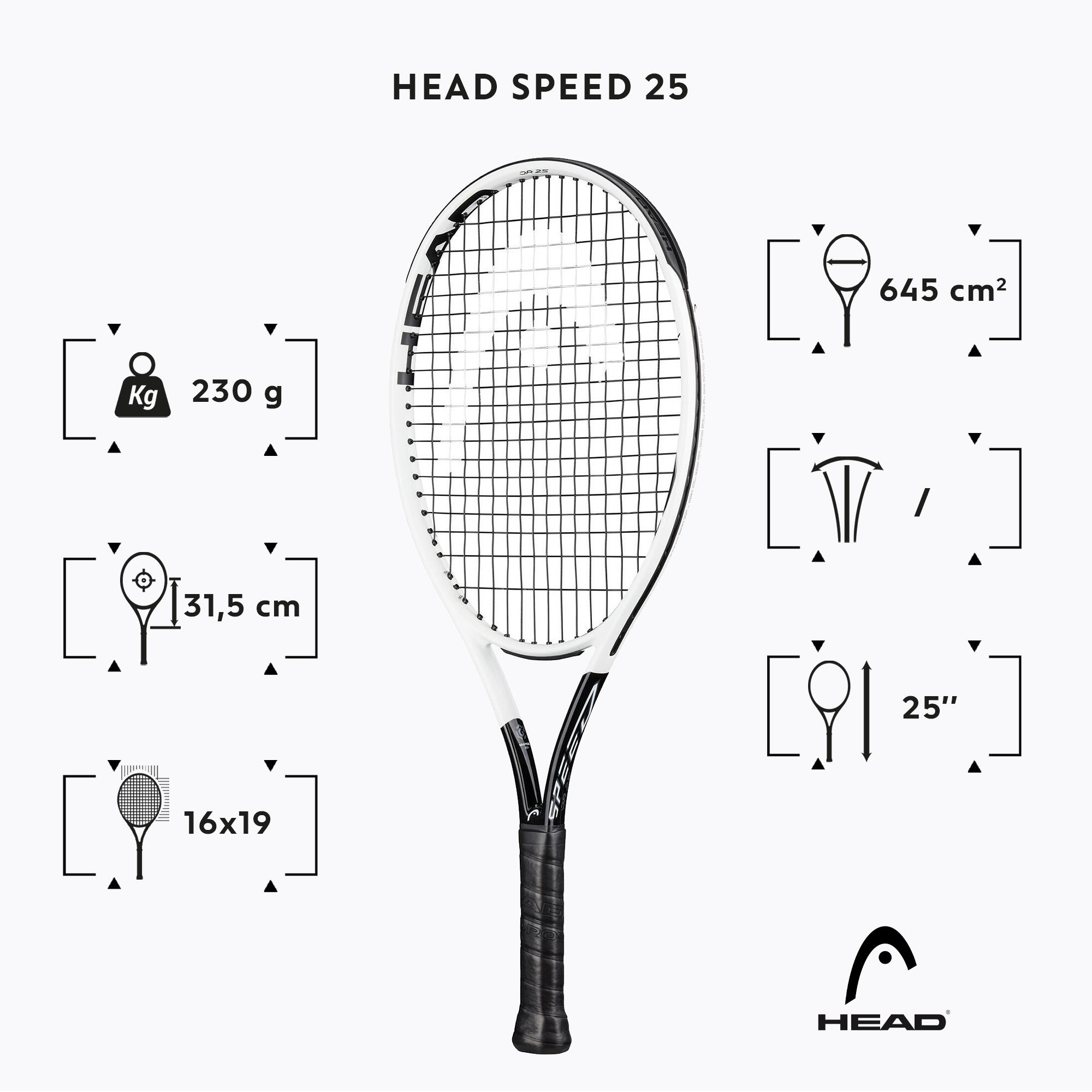 Kids' Tennis Racket Graphene 360+ Speed 25 - White/Black 2/2