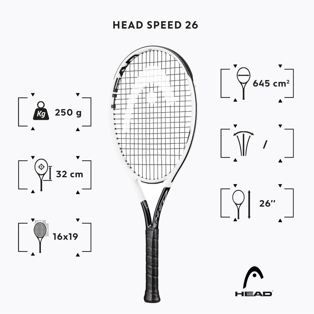Detská tenisová raketa Graphene 360+ Speed 26 čierno-biela