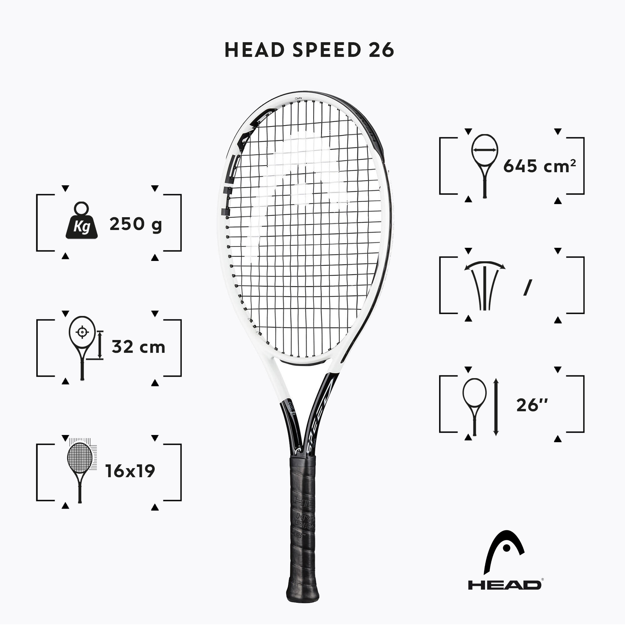 Kids' Tennis Racket Graphene 360+ Speed 26 - White/Black 2/2