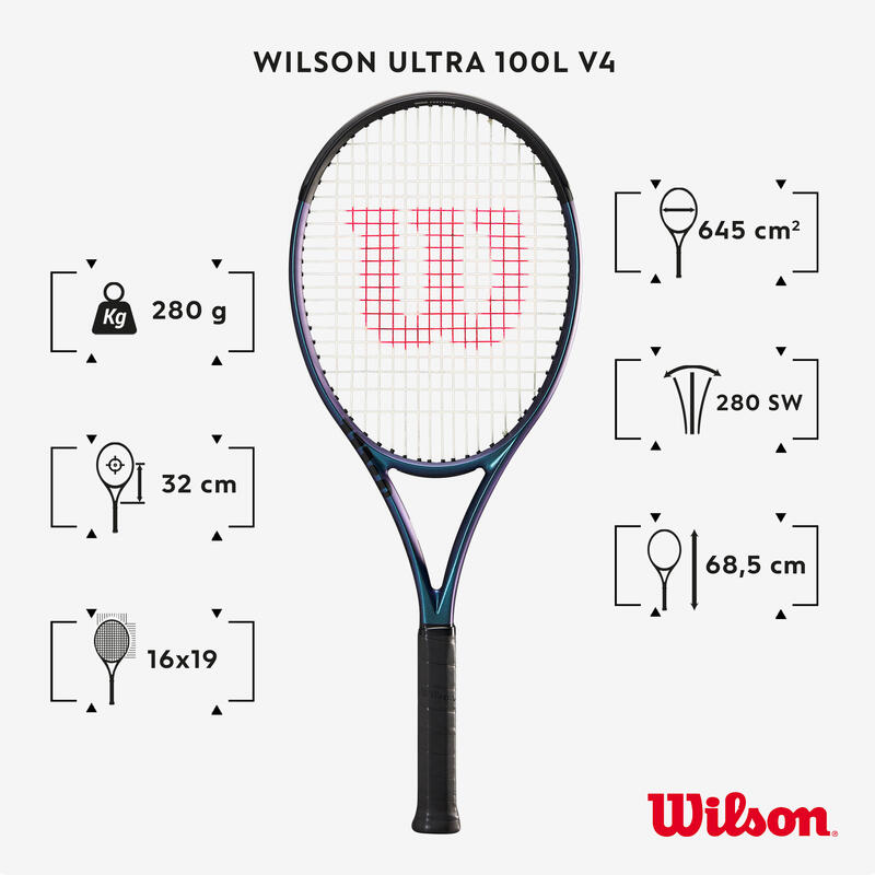 Yetişkin Kordajsız Tenis Raketi - 280 G - Mavi - Wilson Ultra 100L V4