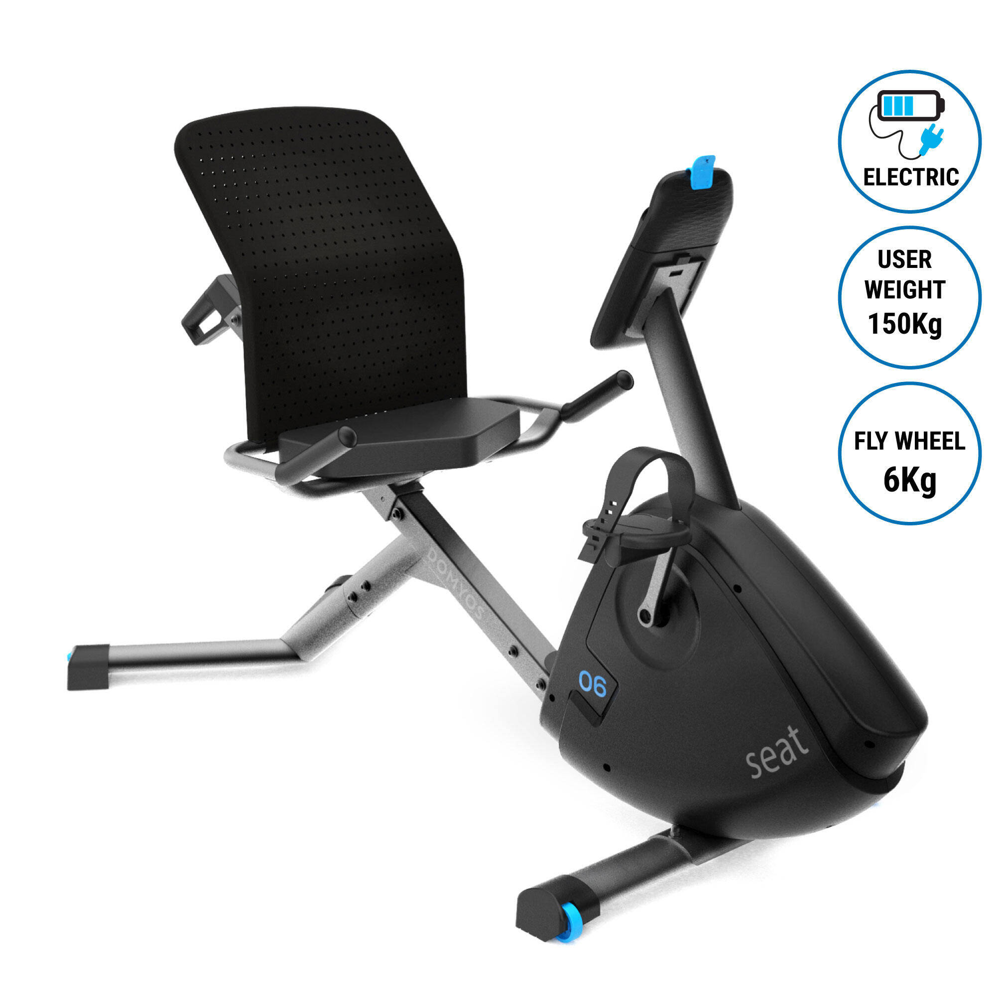 Motorized Exercise Bike with 15 Resistance Level, Supports upto 150Kg - Black -  4
