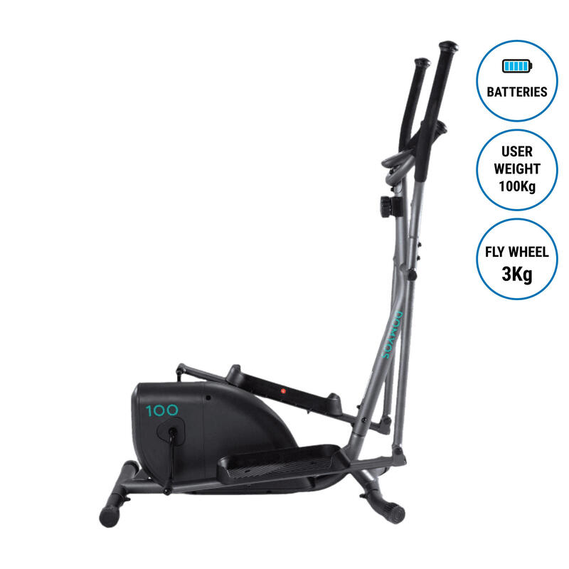 Bicicleta elíptica, 8 resistencias, Pantalla LCD, Manillar ergonómico, Antideslizante, Hasta 100 kg, ATLAS