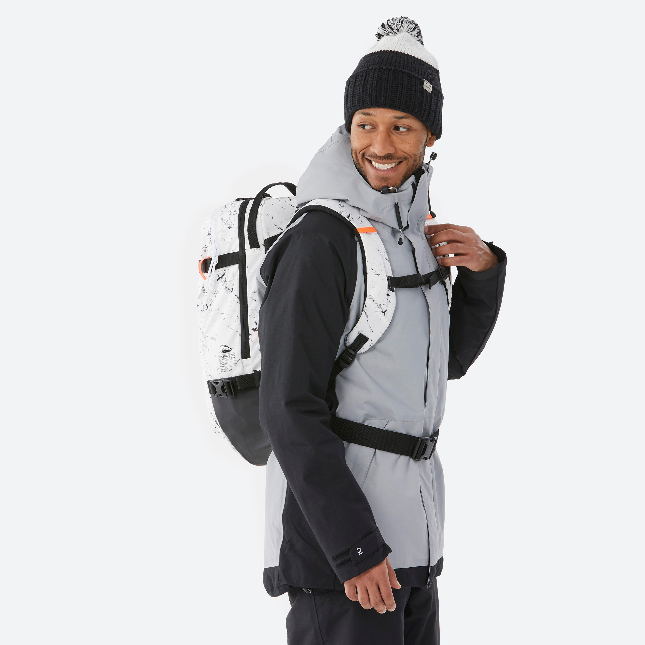 Rugzak voor freeride/allmountain skiën en snowboarden 100 wit/zwart 23 liter 5/15