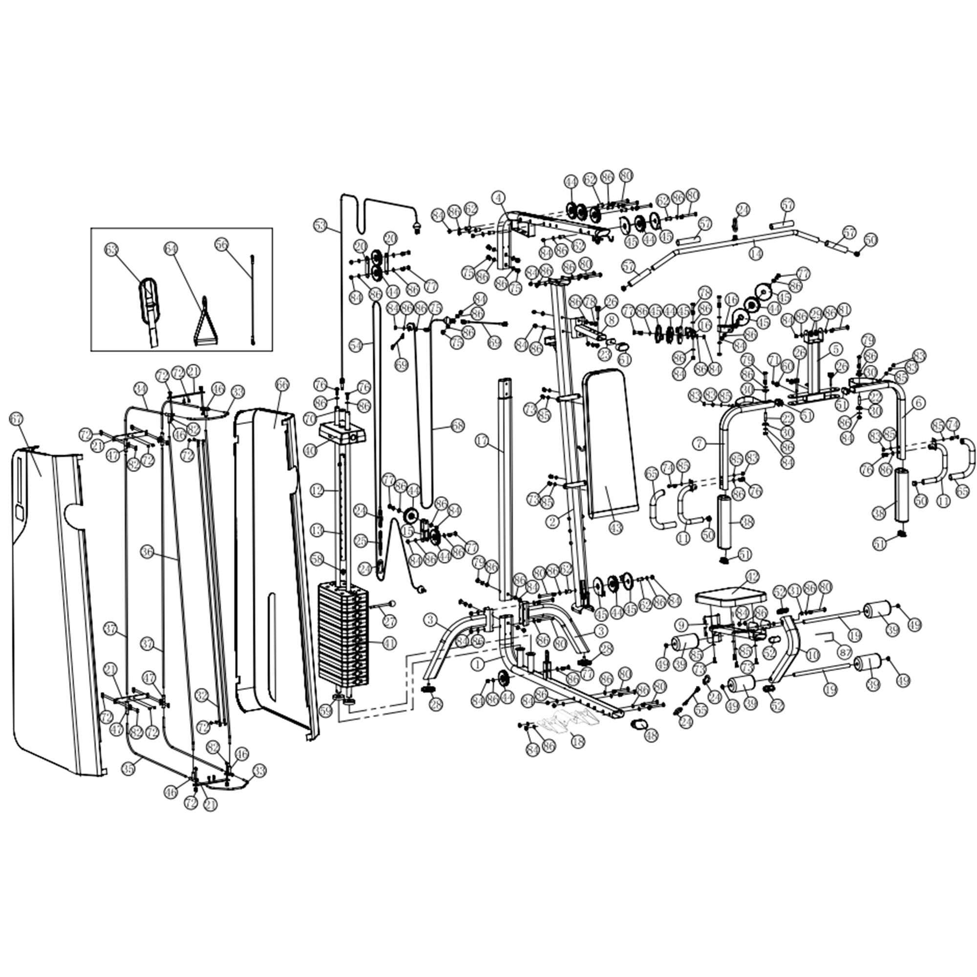 Poulie 90mm / tirage 60 kg - pièce détachée musculation pour home gym 900 4/5