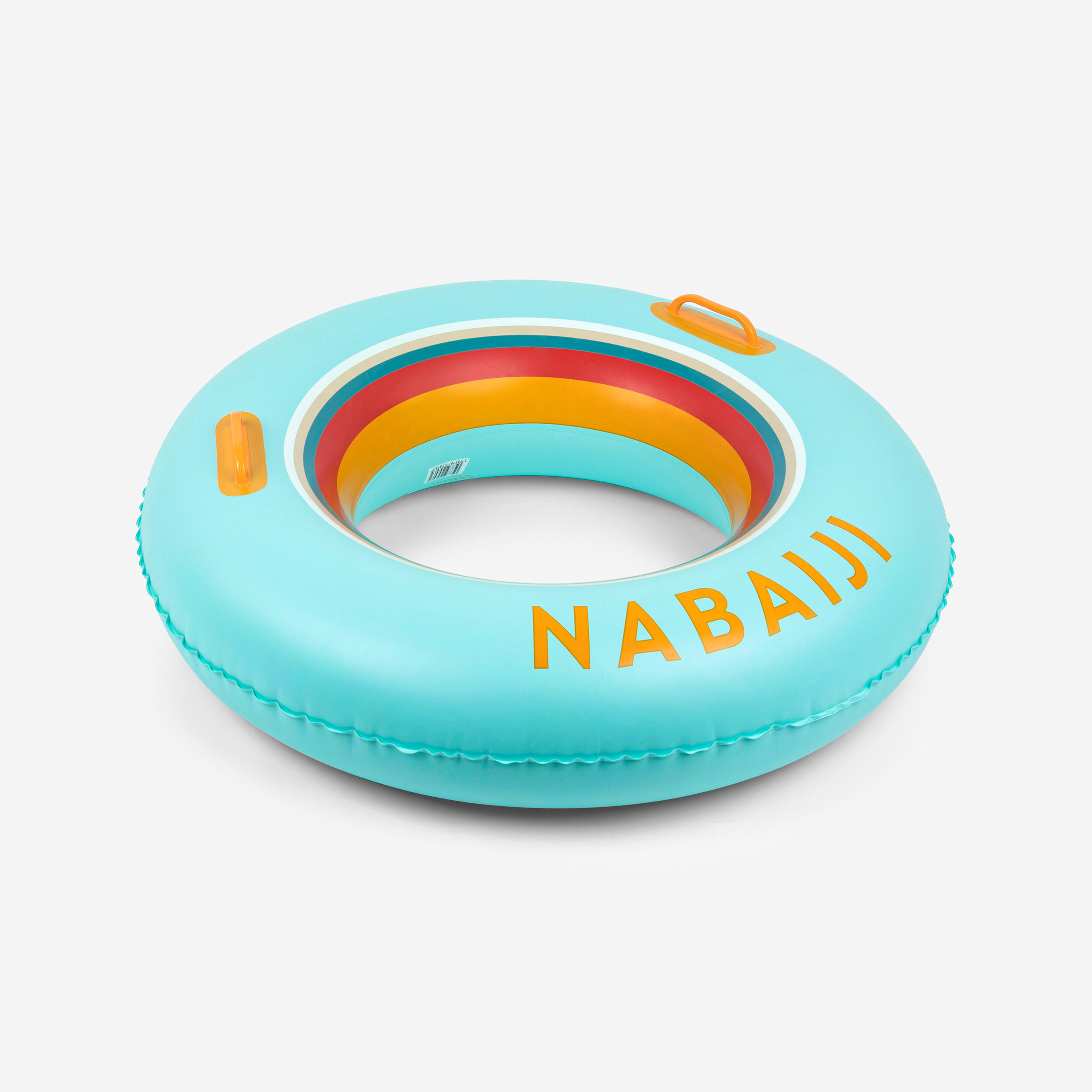 Large 92 cm inflatable printed pool ring with comfort grips - NABAIJI