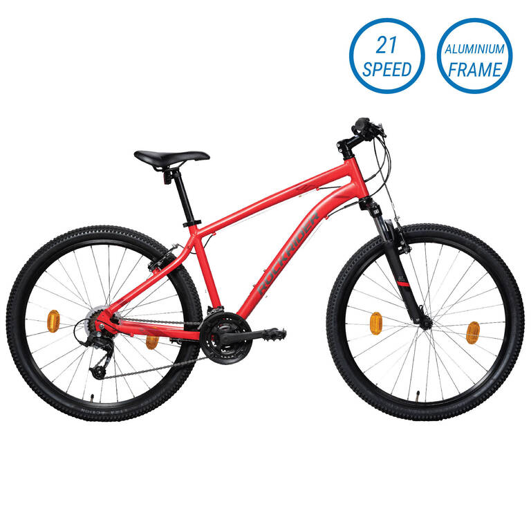 Mountain Bike Rockrider ST100 Red - Aluminium Frame, 21 Speed, 80mm Suspension