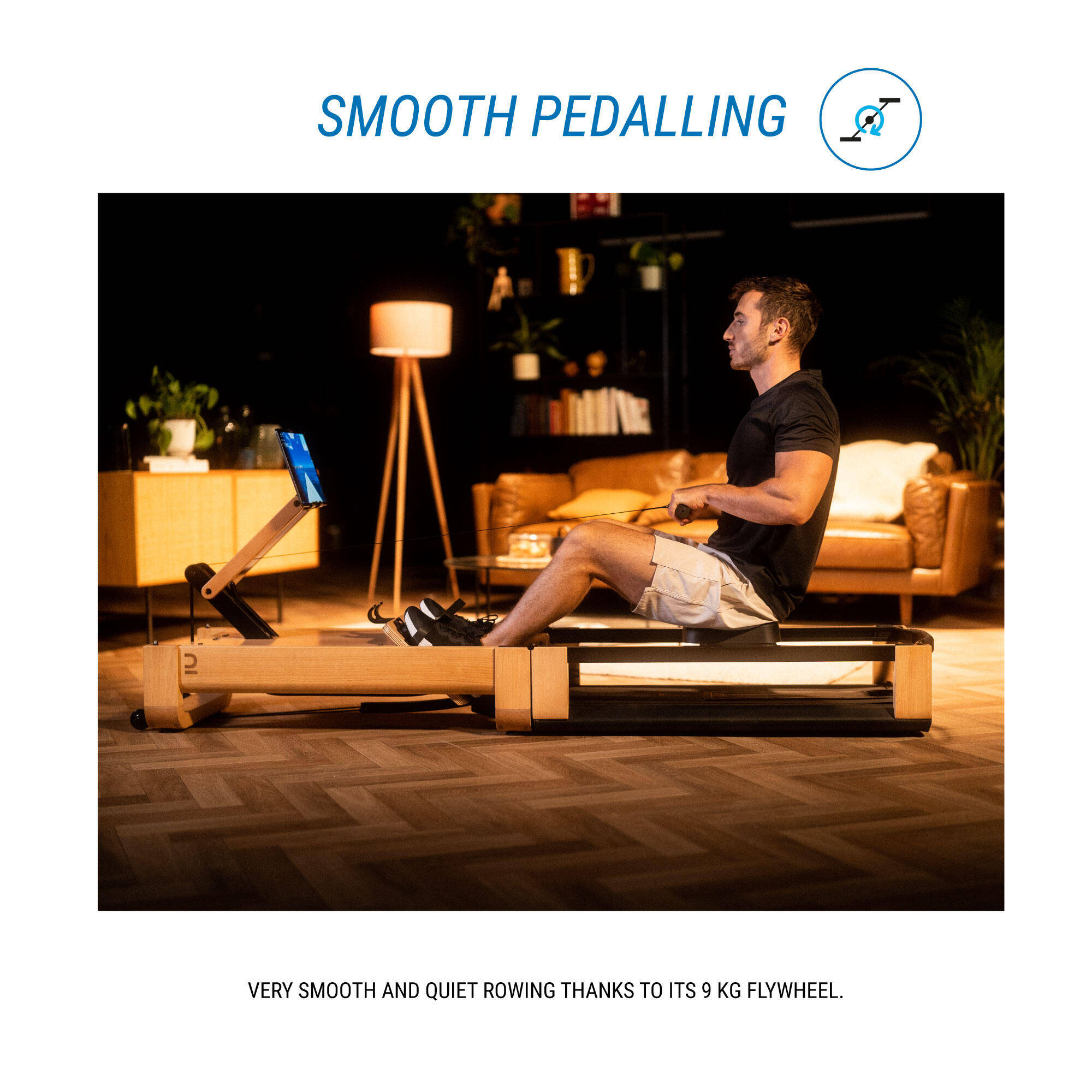 Flywheel Rowing Stepping Machine Rowing Machine - Woodrower Self Powered Compact Smart 9 kg Flywheel ...
