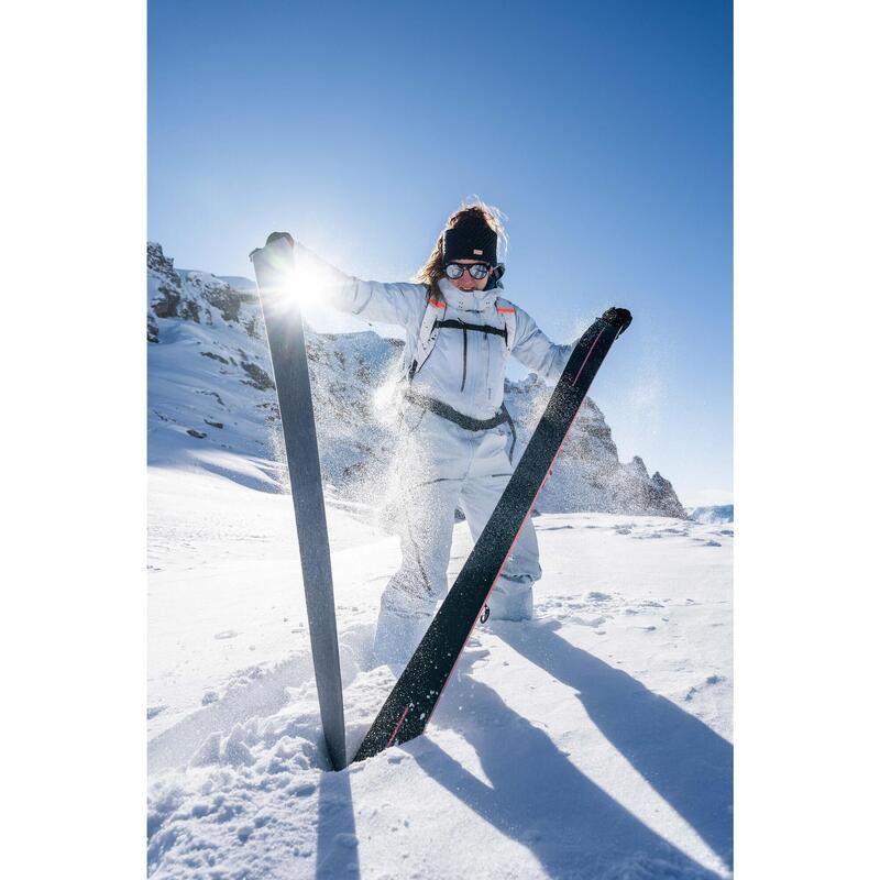 Pantalon salopette de ski très imperméable femme, FR900 bleu clair