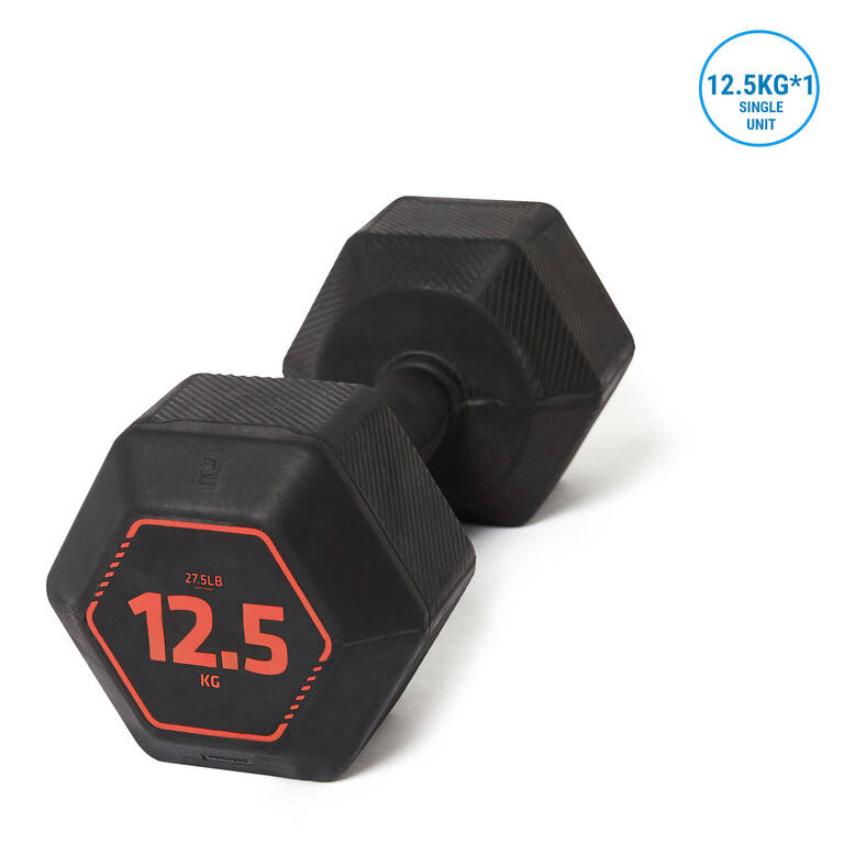 Cross Training and Weight Training Hex Dumbbells 12.5 kg - Black
