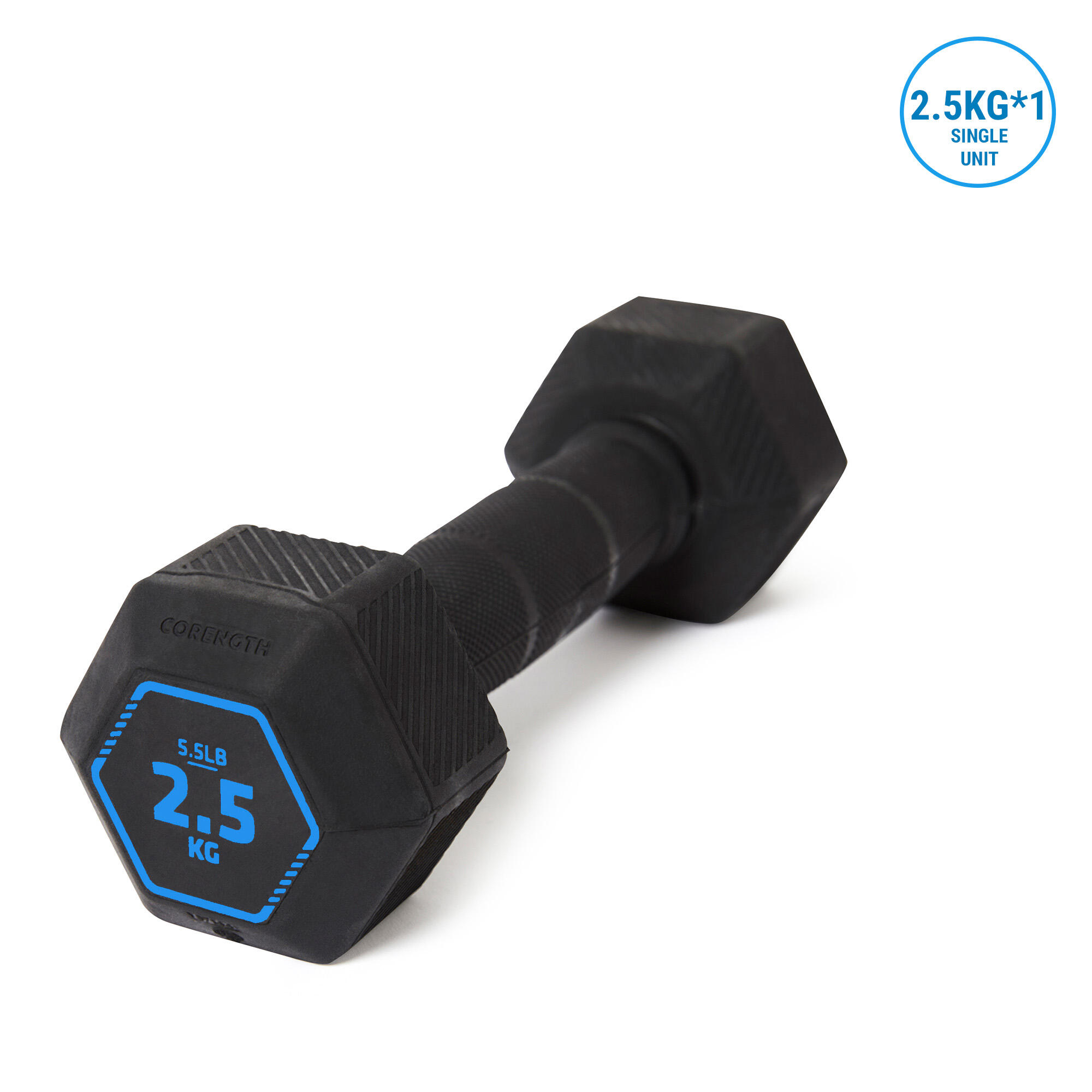 2.5 kg Cross Training and Weight Training Hexagonal Dumbbell Black