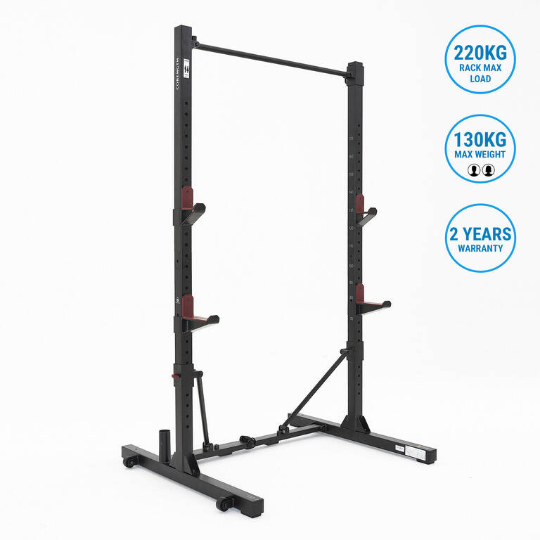 Fold-Down Weight Training Rack for Squats and Pull-Ups Black