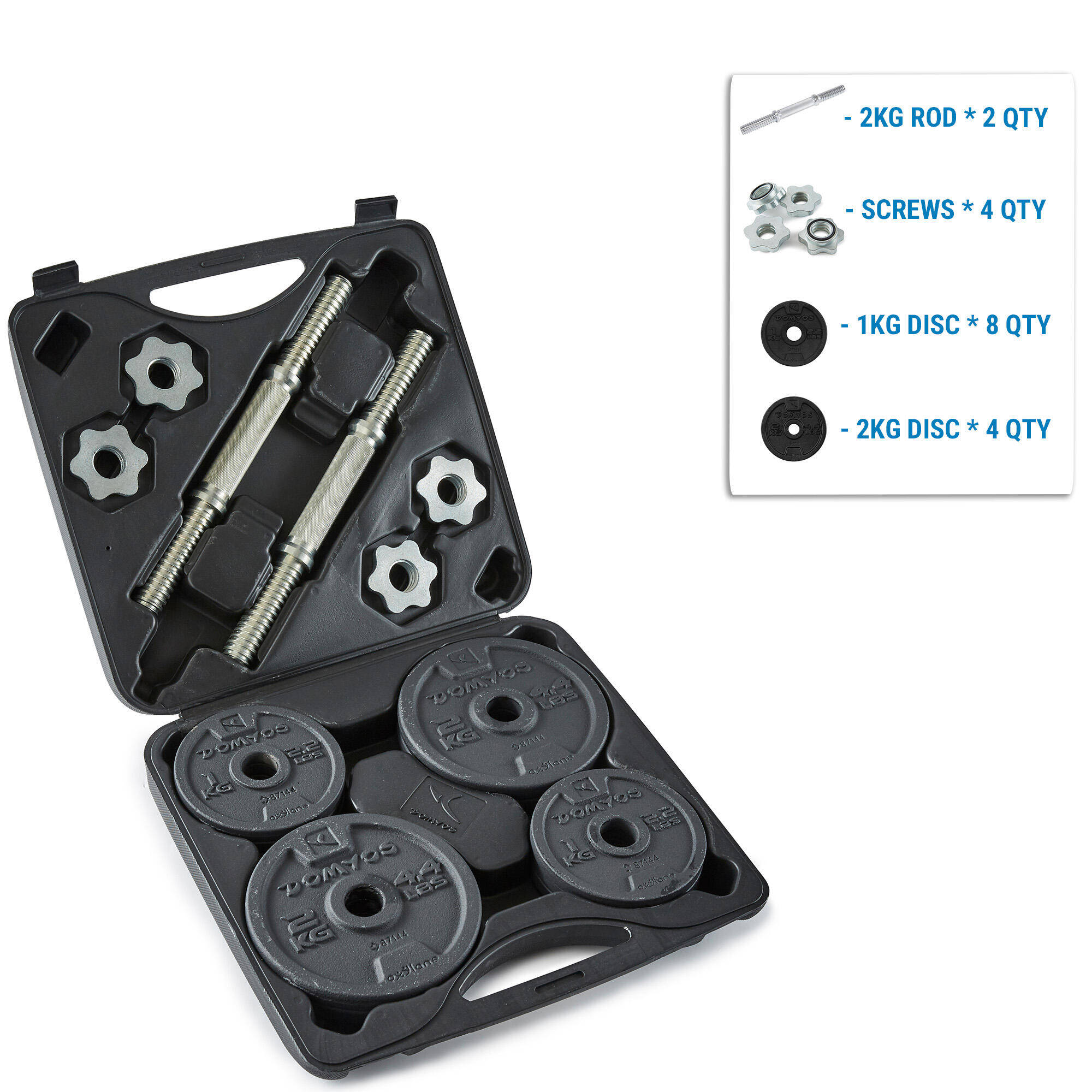 Weight Training 20 kg Partly Recycled Cast Iron Dumbbells Set