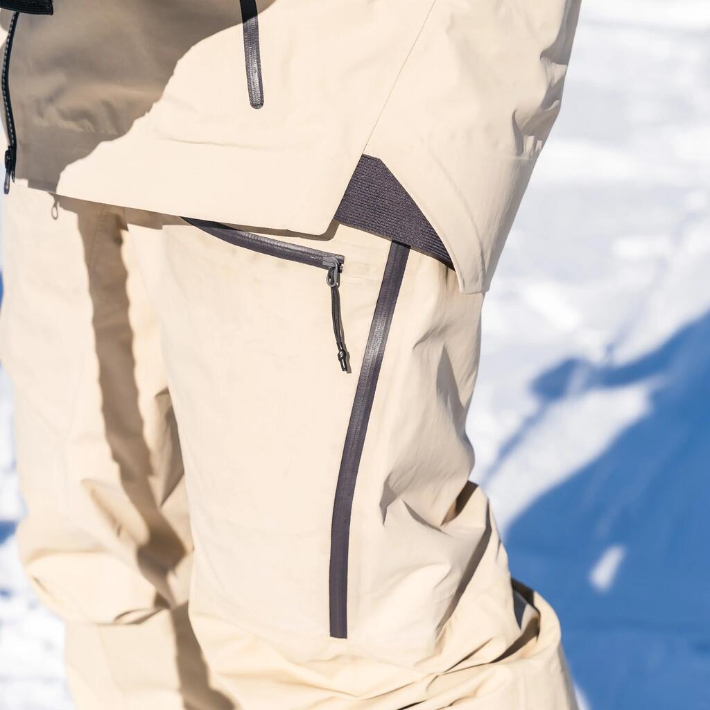 MEN’S SKI SALOPETTE TROUSERS FR900 - BEIGE