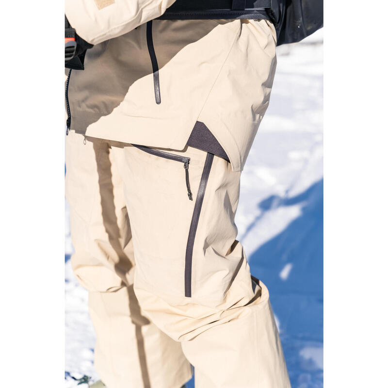 Pantalon tip salopetă de schi impermeabil FR900 Bej Bărbați