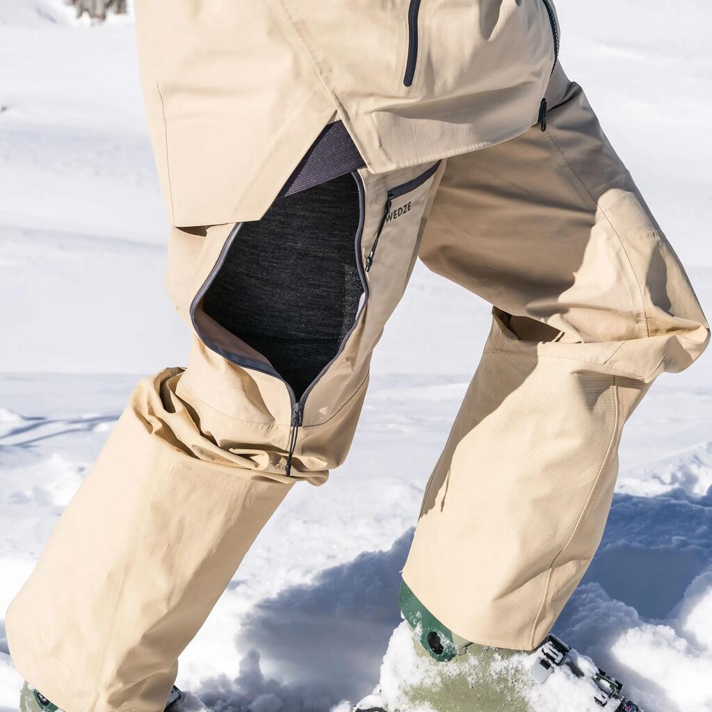 Men’s Ultra Waterproof Ski Salopettes FR900 - Beige