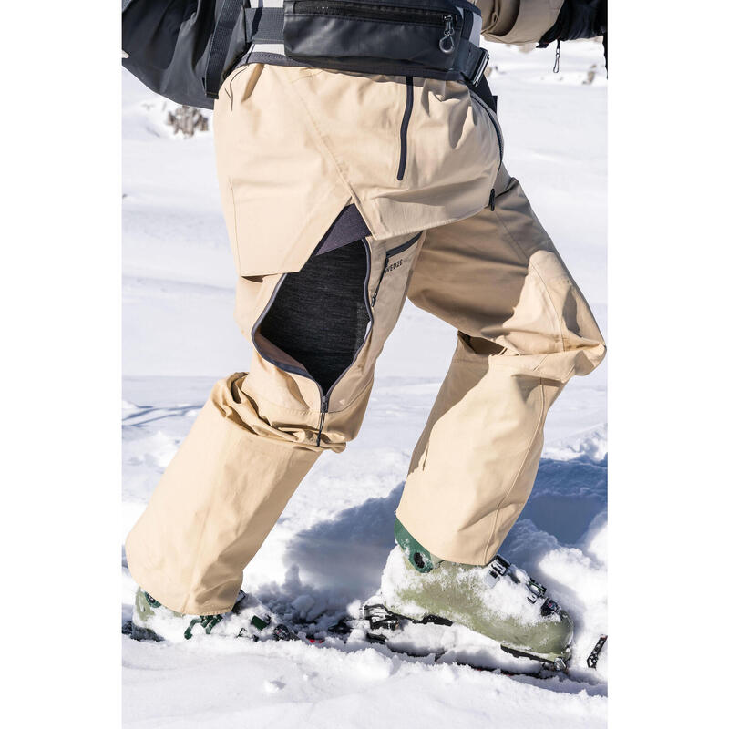 Pantalon tip salopetă de schi impermeabil FR900 Bej Bărbați