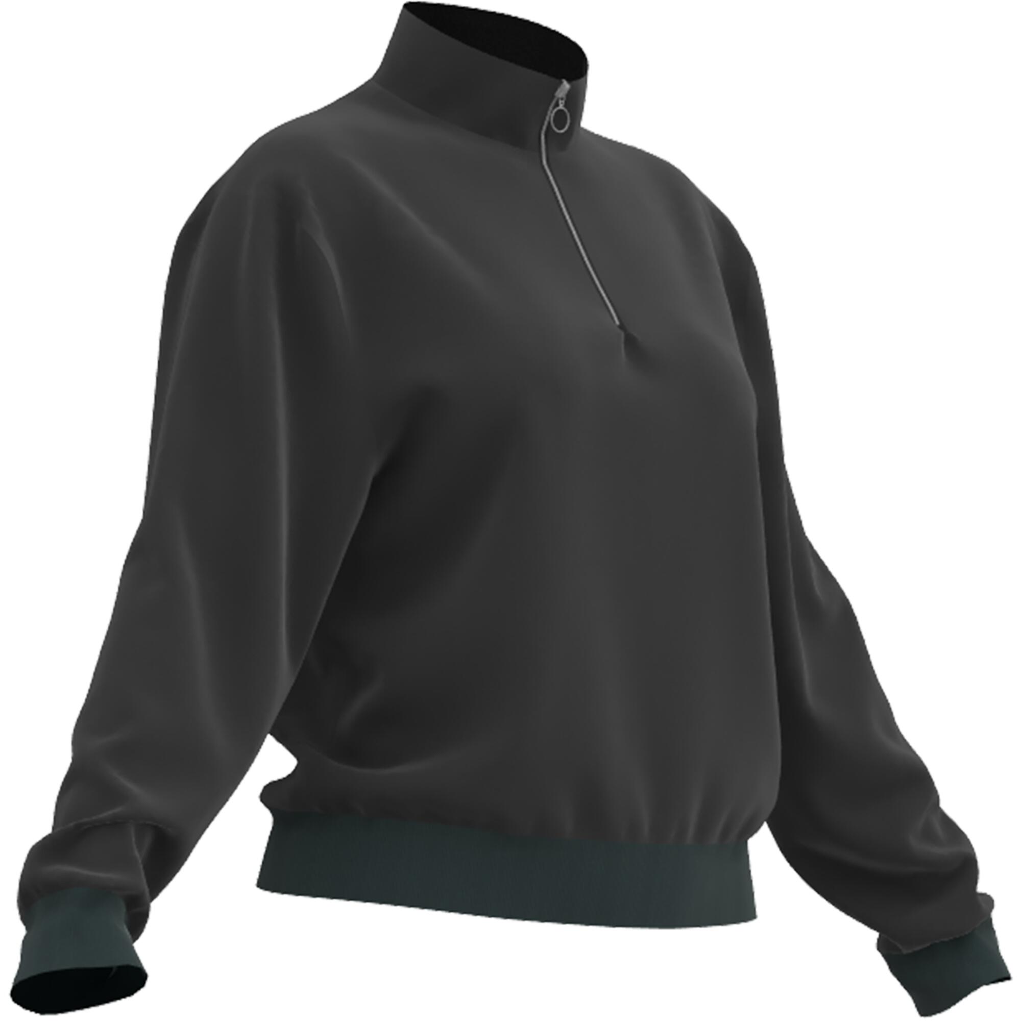 DOMYOS Women's Quarter-Zip Long-Sleeved Fitness Cardio Sweatshirt - Black